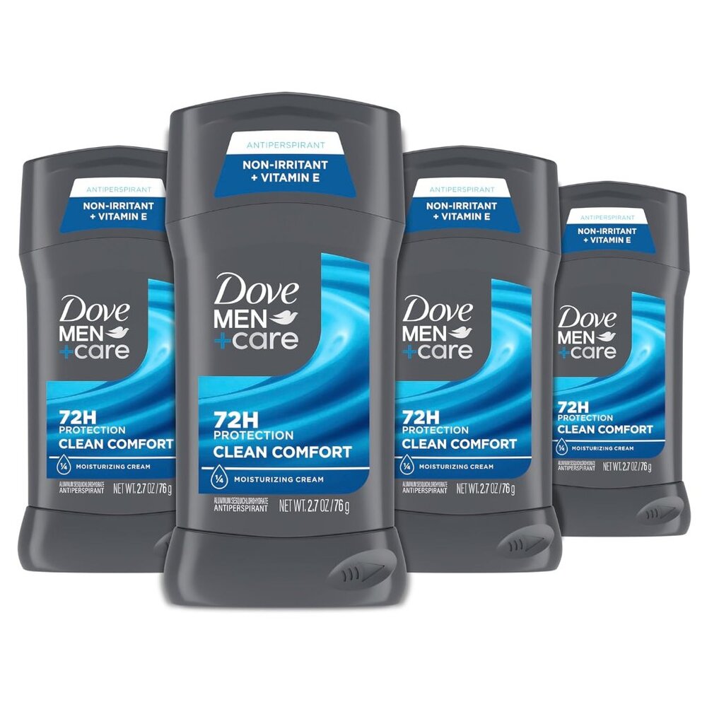 Dove Men+Care Antiperspirant Deodorant Stick 4 Count Clean Comfort 72-Hour Sweat